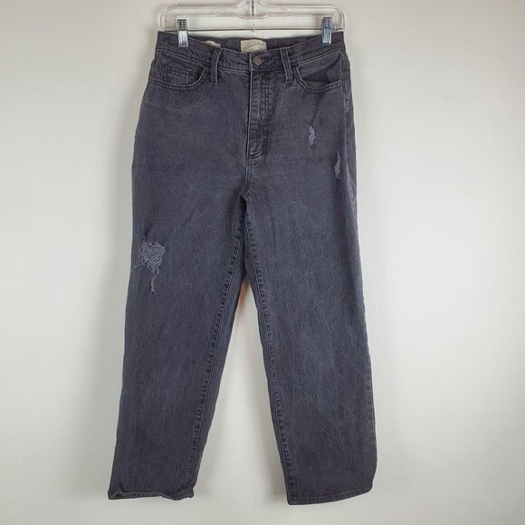 UNIVERSAL Thread 6 Vintage Straight Black Denim‎ Jeans Distressed - Picture 1 of 9